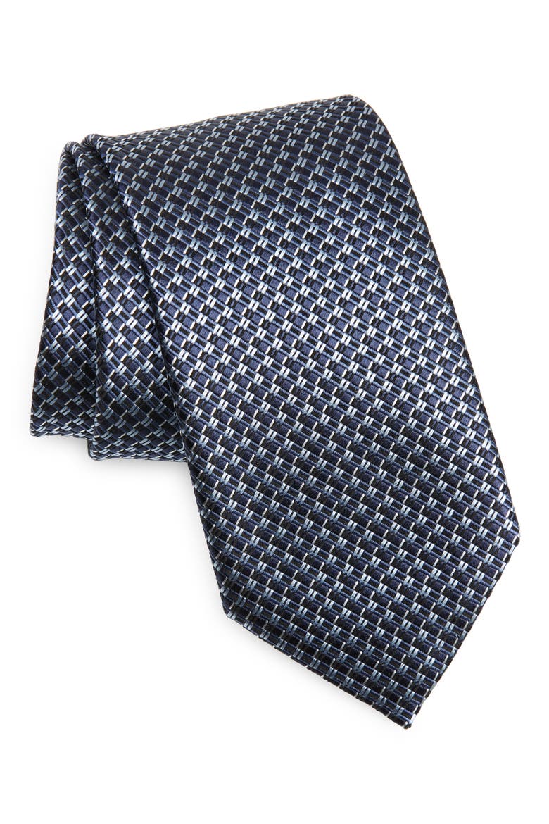 Paglie Geometric Pattern Silk Tie, Main, color, BLUE