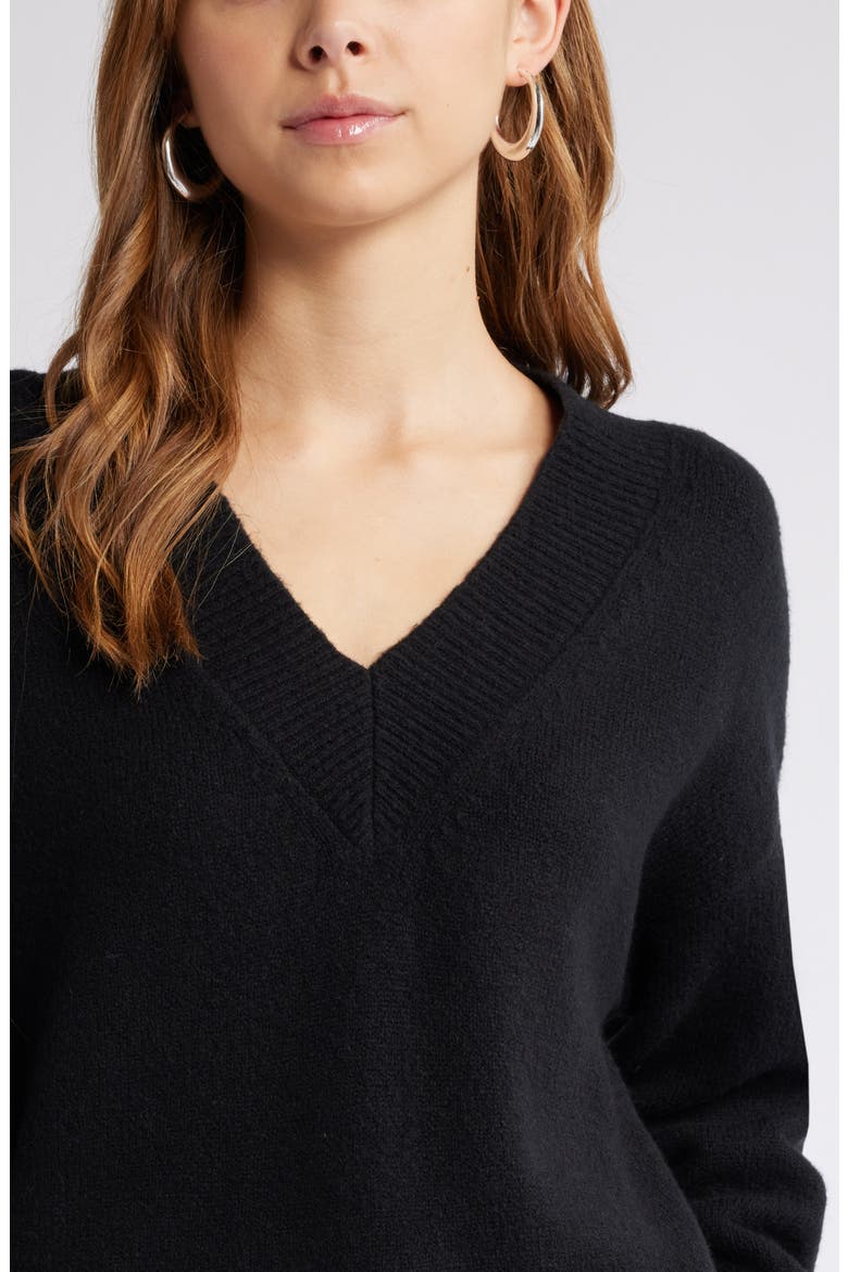 V-Neck Sweater, Alternate, color, BLACK