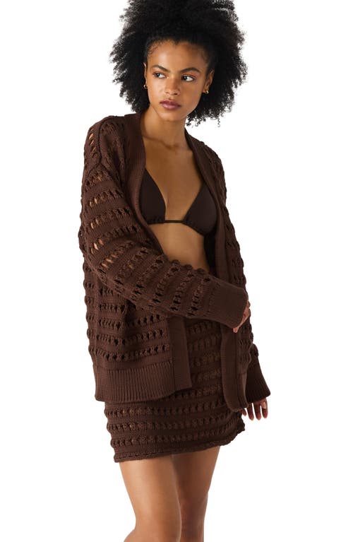 Steve Madden Eastyn Crocheted Cardigan In Brown