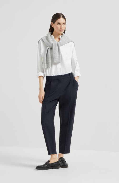 Brunello Cucinelli Black Tropical Luxury Wool Monili Slouchy Trousers In Black