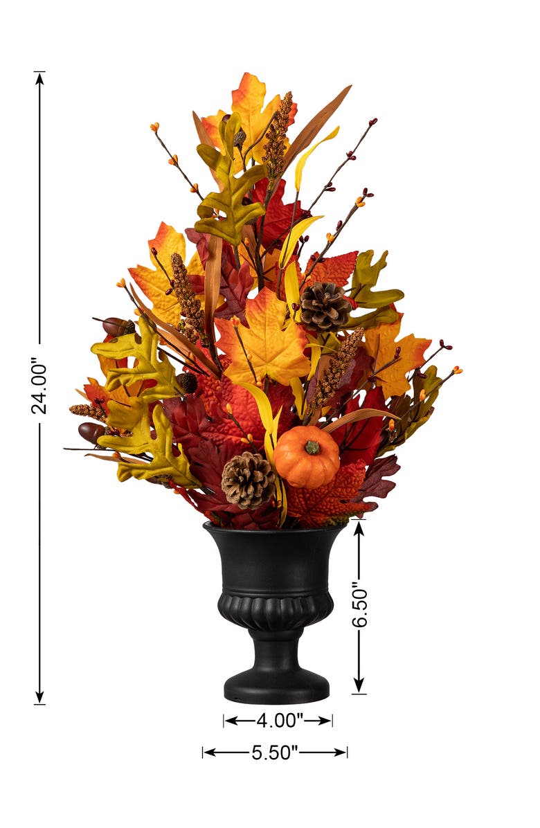 Glitzhome 24"H Fall Maple Leaf Urn Table Tree, Alternate, color, Orange