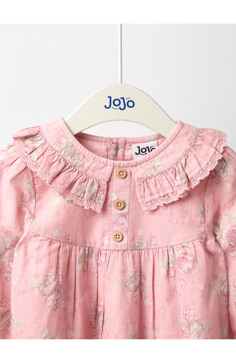 JOJO MAMAN BEBE Rose Print Long Sleeve Cotton Tiered Dress, Alternate, color, Pink