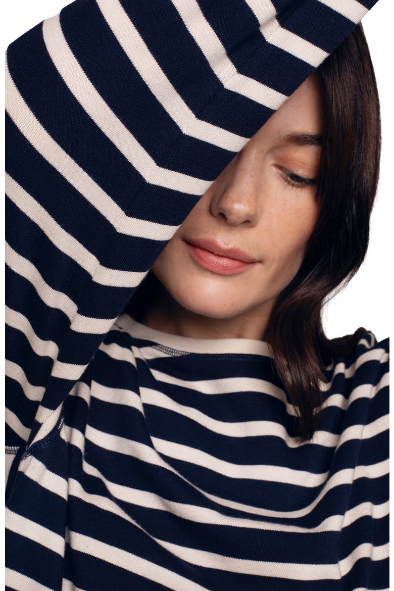 Striped Knee Length Jersey Dress, Alternate, color, Navy / Chalk