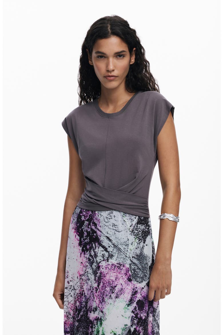 Short Sleeve A-Line Dress, Alternate, color, NEUTRAL GRAY