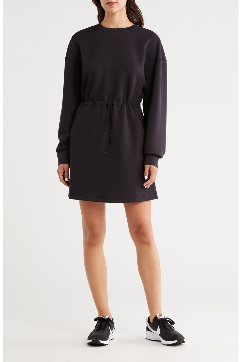 Whisper Knit Sweatshirt Dress, Main, color, BLACK