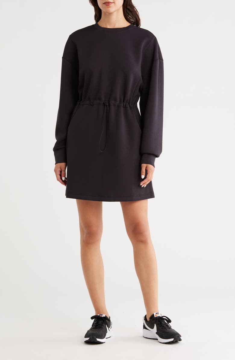 Z by Zella Whisper Knit Sweatshirt Dress, Main, color, Black
