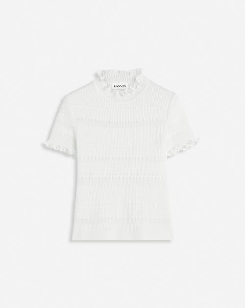 Lanvin Cotton Knitted T-shirt In Ecru