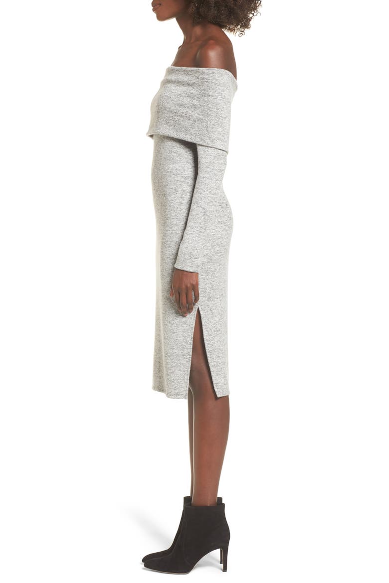Off the Shoulder Sweater Dress, Alternate, color, H GREY