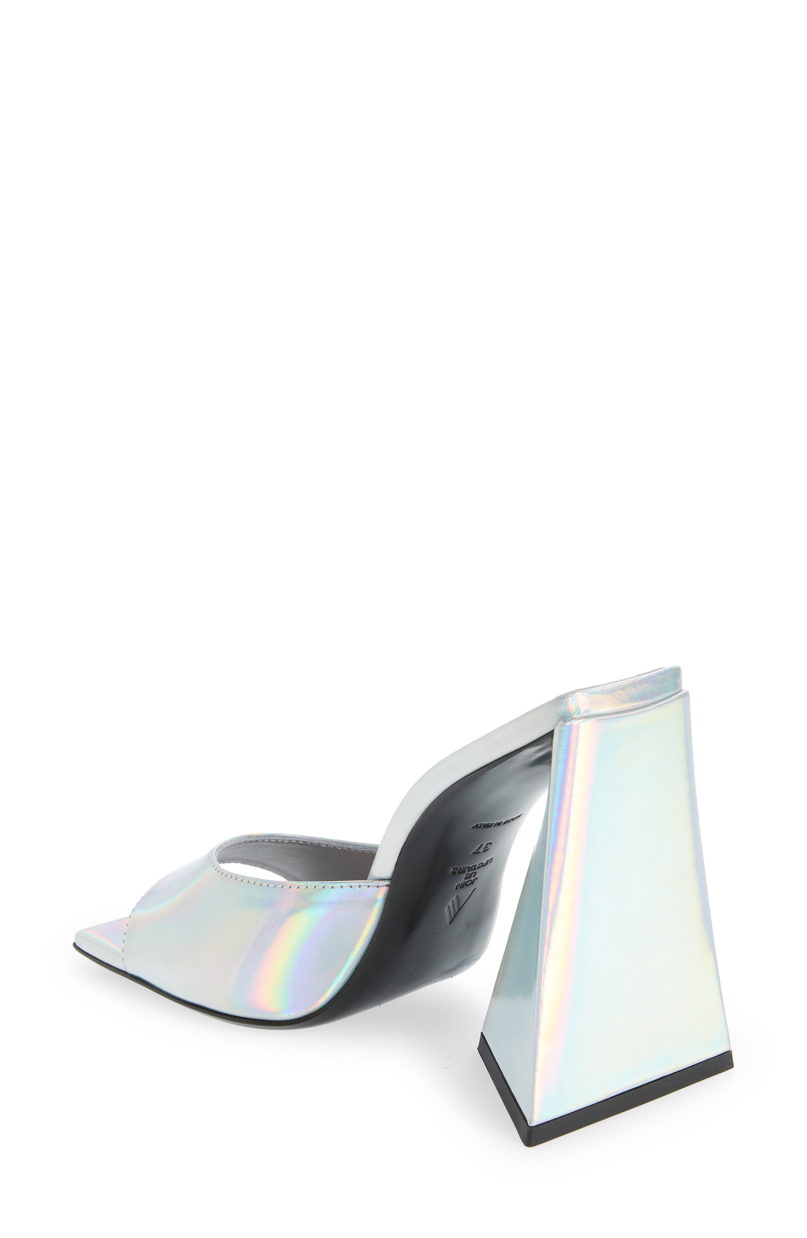 The Attico Devon Slide Sandal, Alternate, color, Holographic Silver