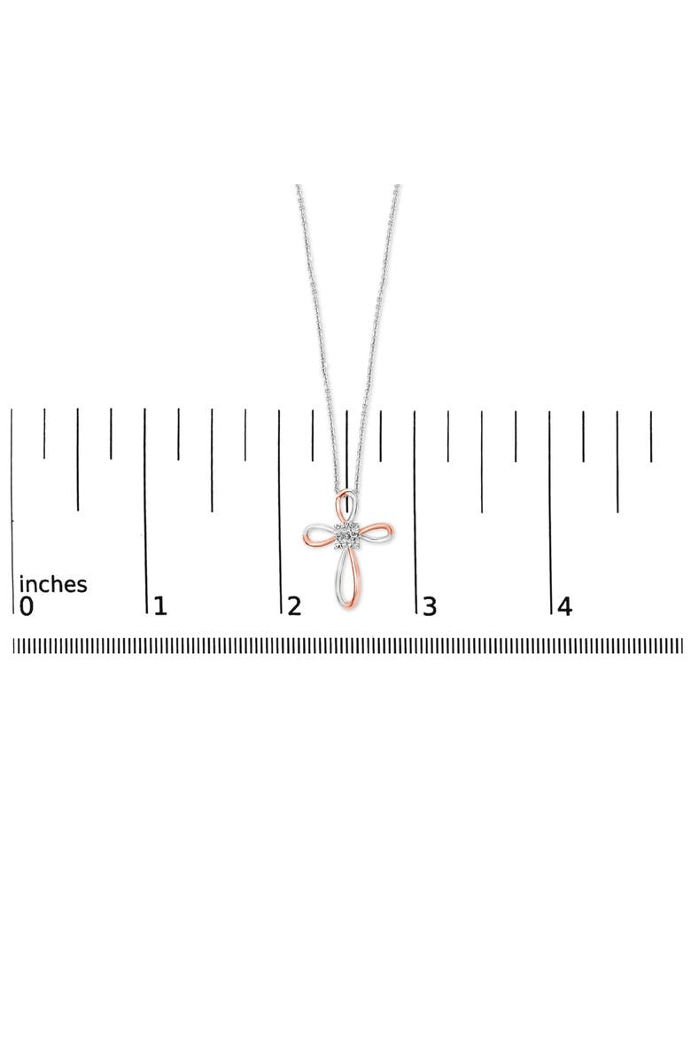 Haus of Brilliance 10K Rose Gold Plated Sterling Silver Diamond Accent Cross Pendant Necklace, Alternate, color, Silver
