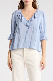Melrose and Market Ruffle Clip Dot Top