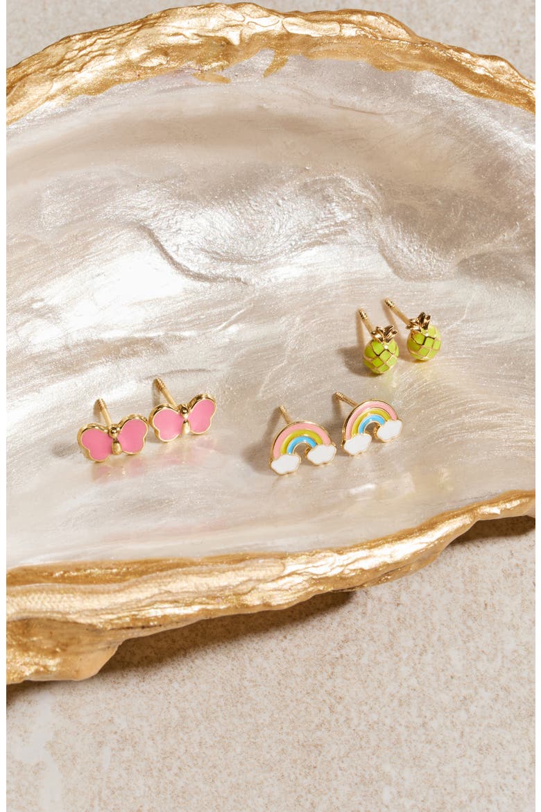 Kids' 14K GoldRainbow Stud Earrings (Nordstrom Exclusive), Alternate, color, 14K YELLOW GOLD