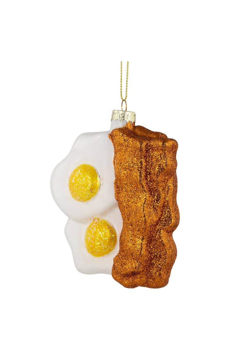 Northlight 3.75" Eggs and Bacon Glittered Glass Christmas Hanging Ornament, Alternate, color, White