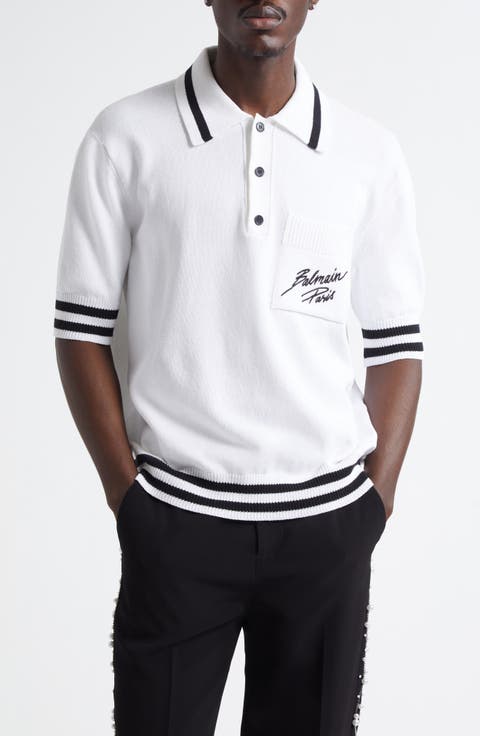 Balmain Men Black White B Logo T Shirt XL Cotton Short