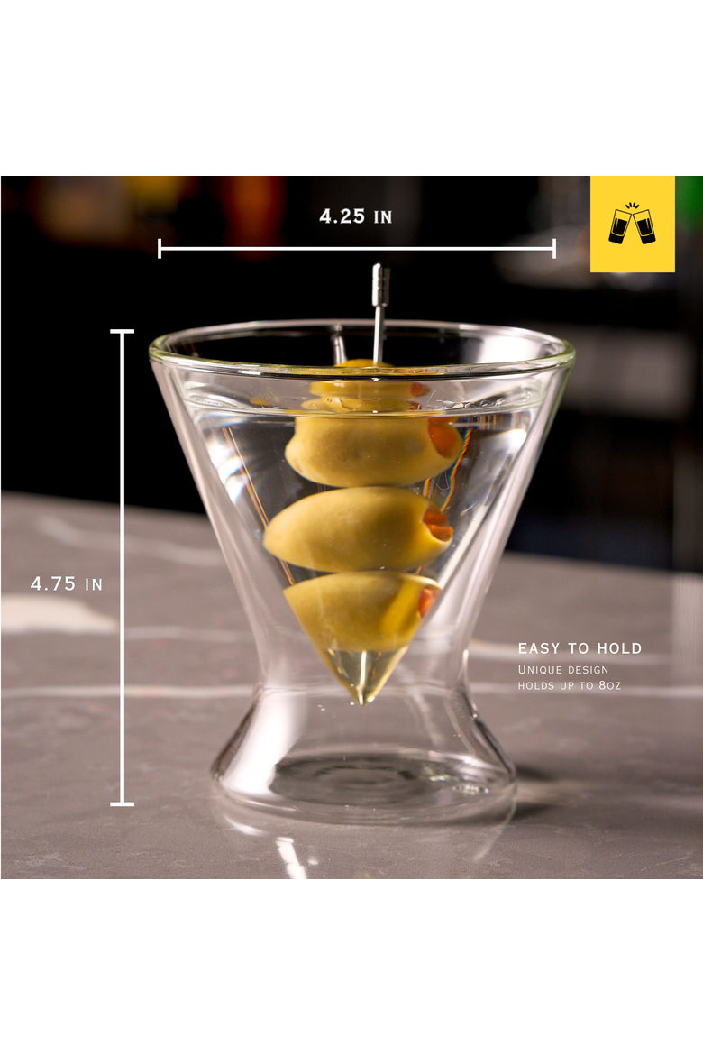 Double-Walled Stemless Martini Glasses - 8oz - Set of 4, Alternate, color, Clear