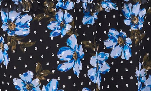 Shop Cece Floral Flutter Sleeve Smock Waist Midi Dress In Serene Blue
