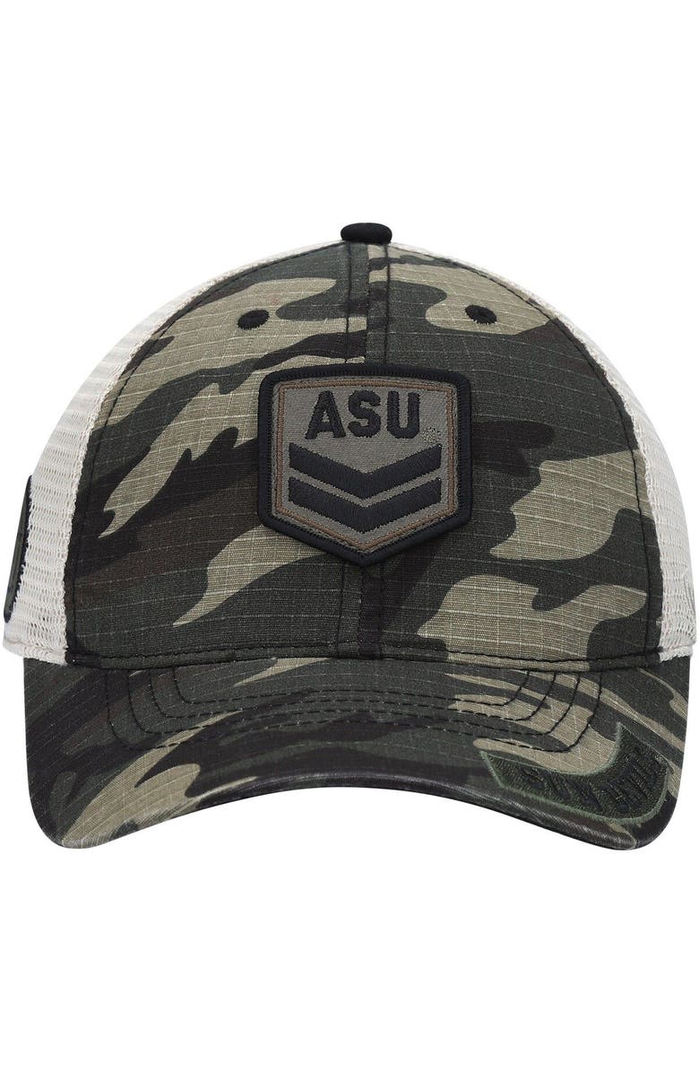 TOP OF THE WORLD Men's Top of the World Camo/Cream Arizona State Sun Devils OHT Military Appreciation Shield Trucker Adjustable Hat, Alternate, color, Camo