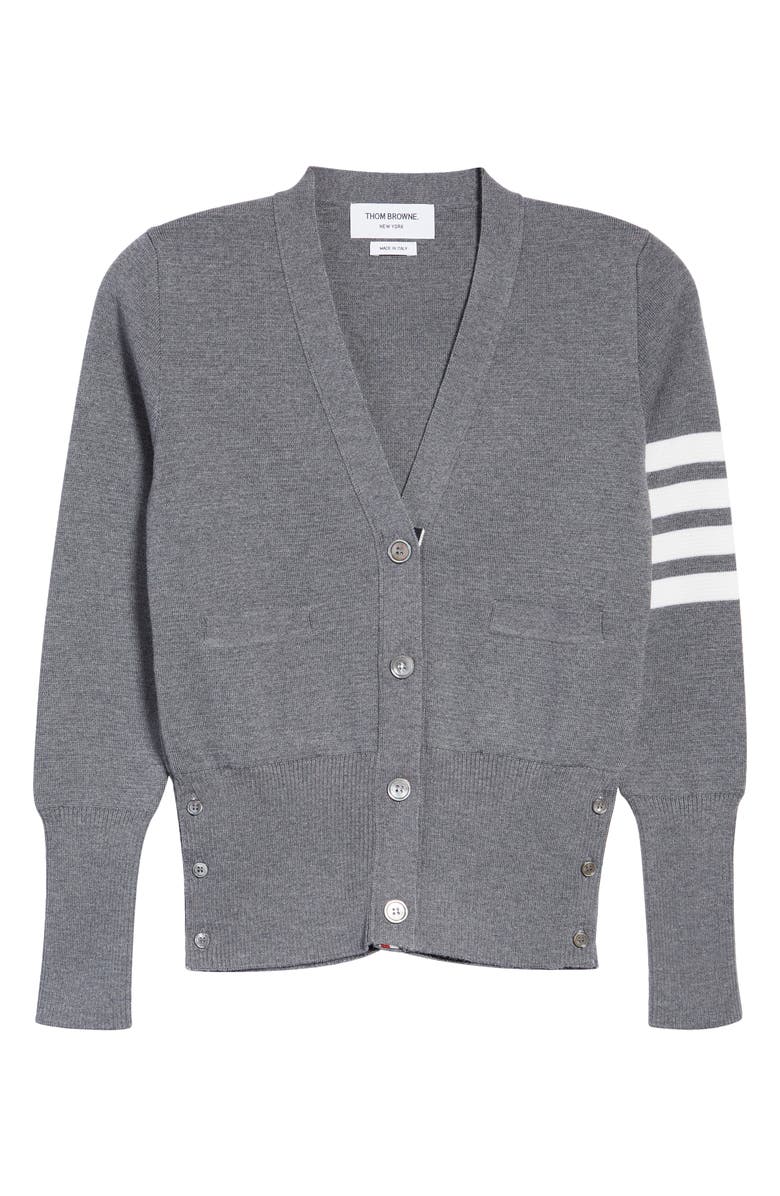 Thom Browne 4-Bar Merino Wool Cardigan, Alternate, color,