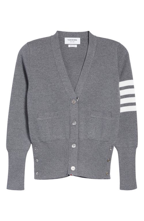 Thom Browne 4-bar Merino Wool Cardigan In Gray