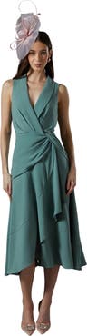 Coast Shawl Collar Ruffle Hem Midi Dress