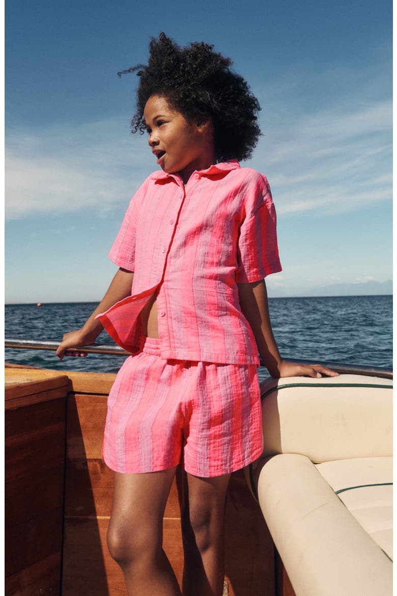 Kids' Stripe Cotton Shorts, Alternate, color, FORMICA PINK STRIPE
