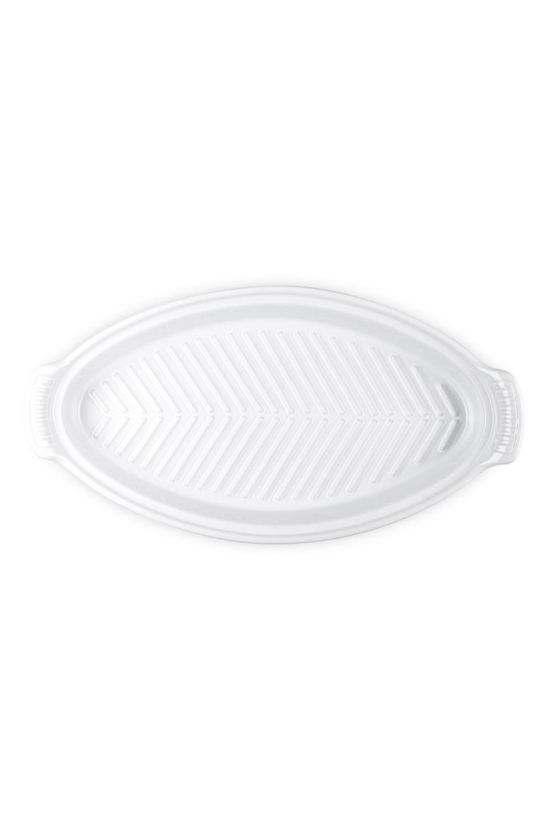 Heritage Covered Stoneware Fish Baker, Alternate, color, WHITE