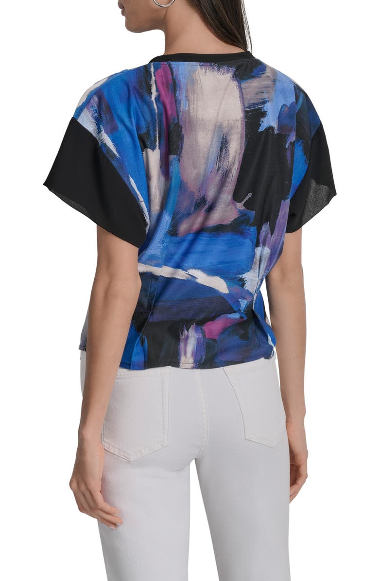 DKNY Chiffon Sleeve Knit Top, Alternate, color, Blue Brush