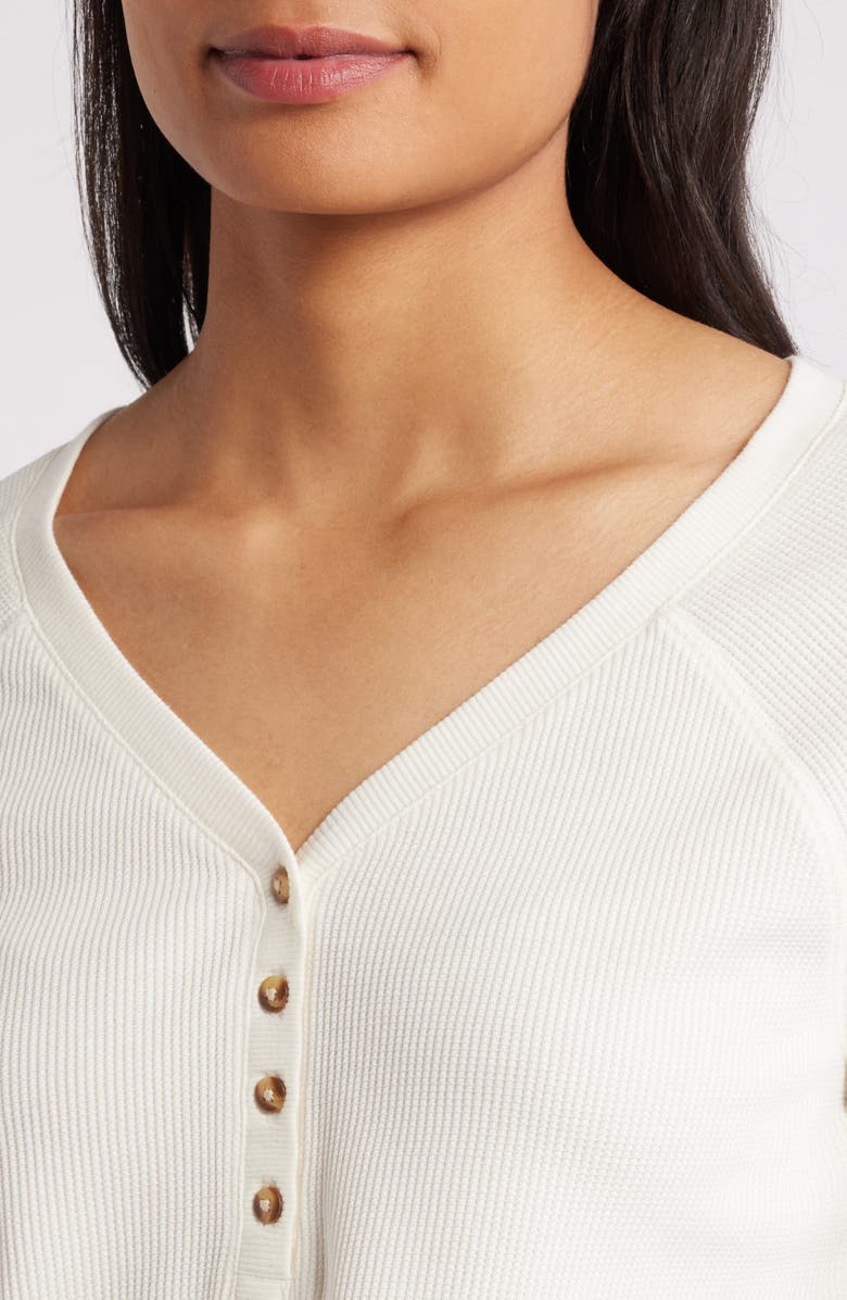 Caslon<sup>®</sup> Waffle Knit Cotton Blend Henley Top, Alternate, color, Ivory Pristine