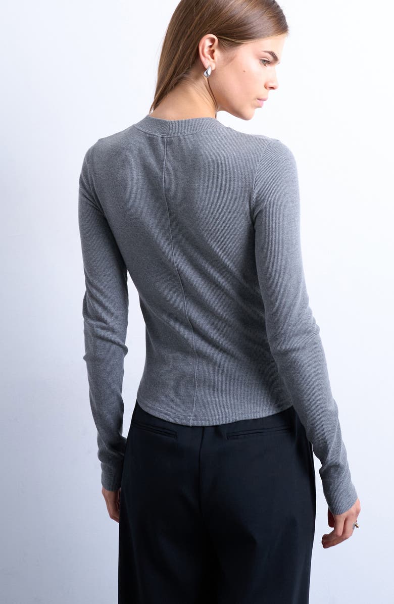 Topshop Rib Crewneck Top, Alternate, color, Grey