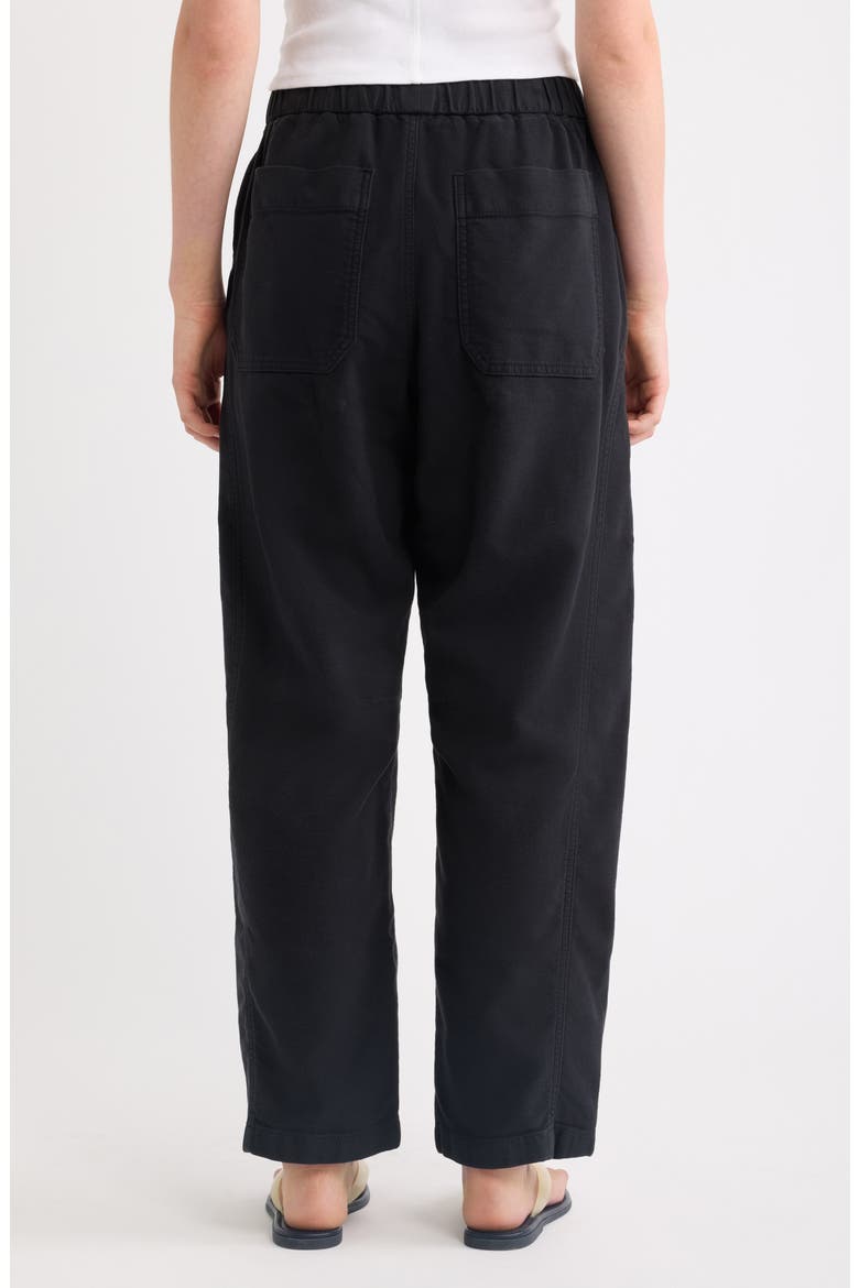 Pull-On Barrel Leg Twill Pants, Alternate, color, BLACK