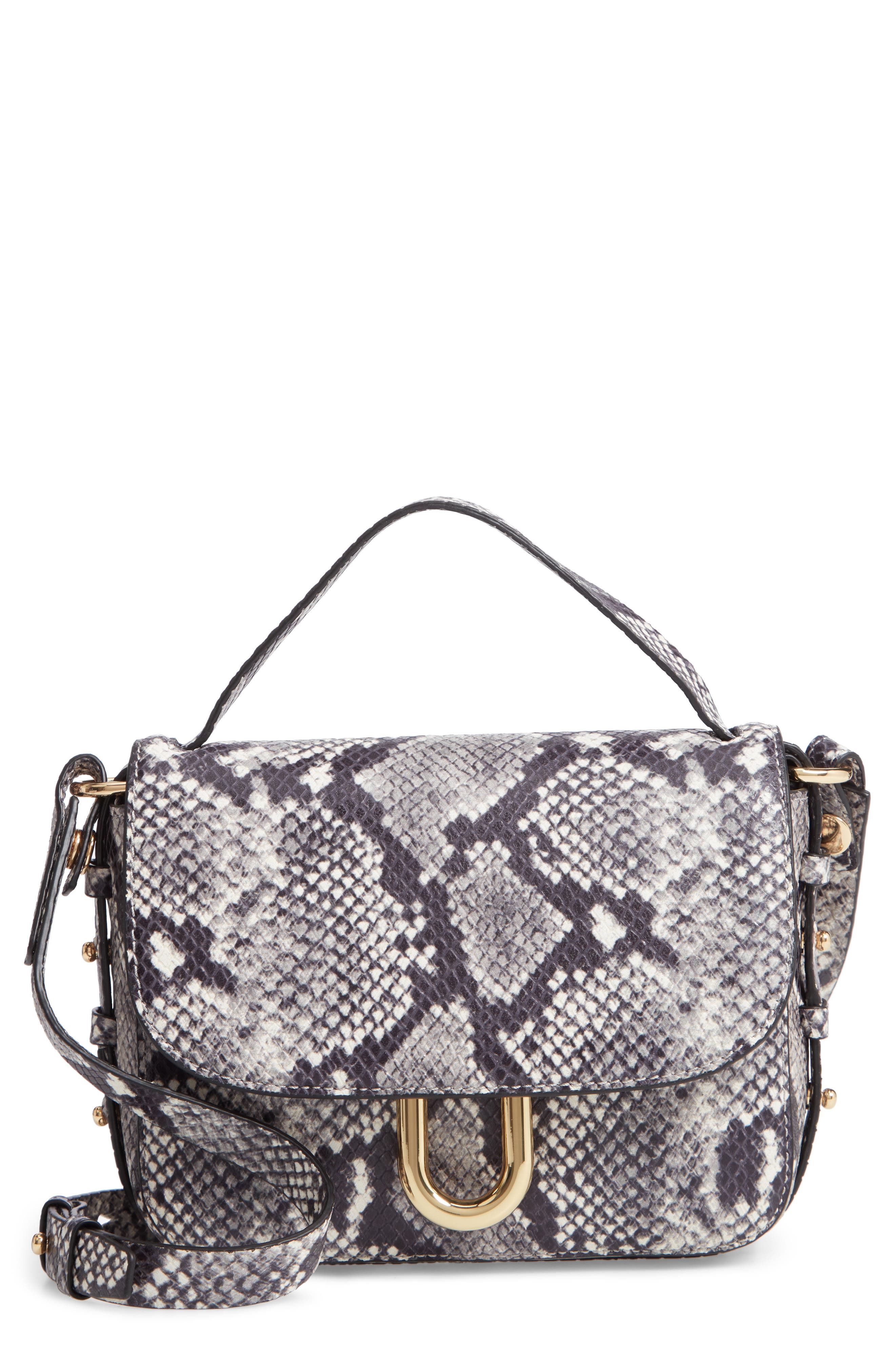 J.Crew Harper Snake Embossed Leather Crossbody Bag, Main, color, 