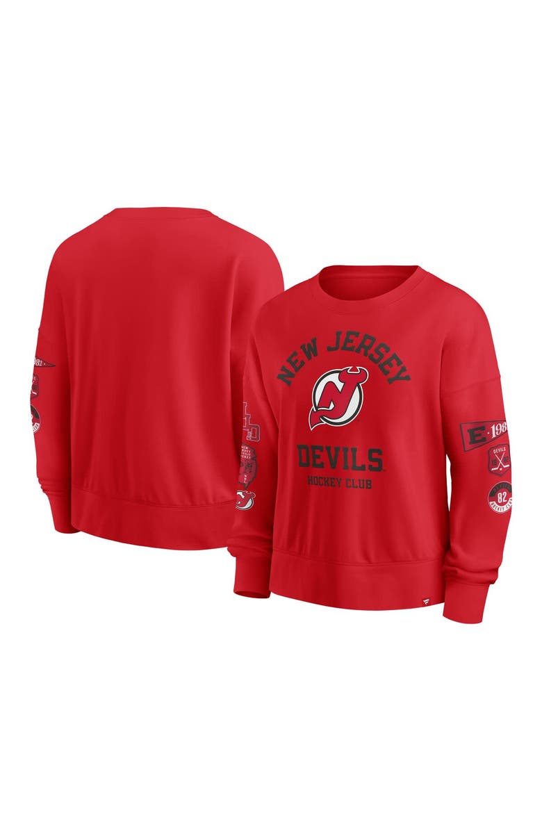 FANATICS Women's Fanatics Red New Jersey Devils Go Team Pullover Sweatshirt, Main, color, Red