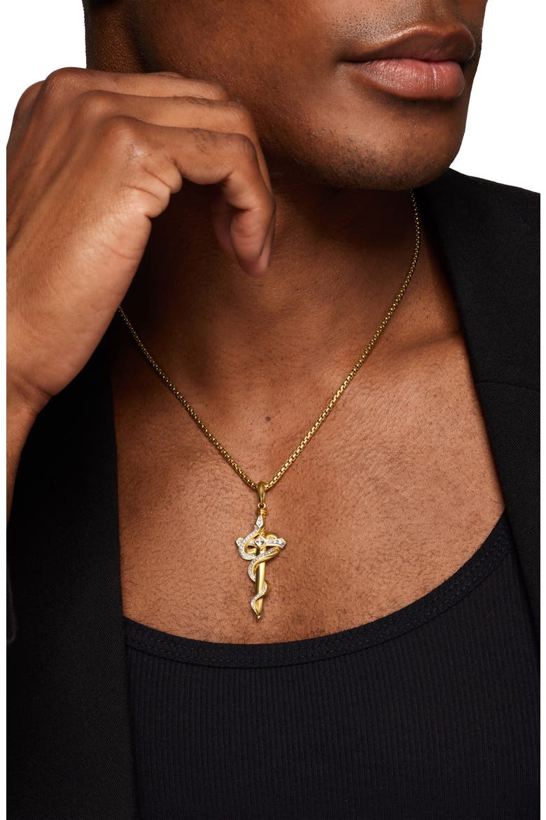 Men's Ouroboros Snake Amulet with Diamonds, Alternate, color, GOLD