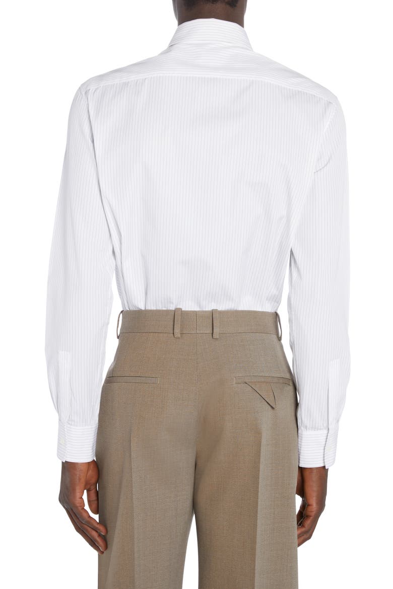 Narrow Pinstripe Button-Up Oxford Shirt, Alternate, color, WHITE/ GREY