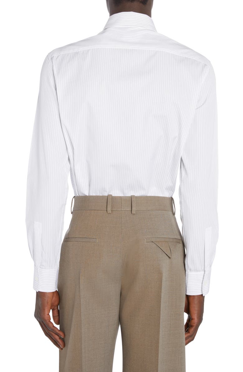 Bottega Veneta Narrow Pinstripe Button-Up Oxford Shirt, Alternate, color, White/ Grey