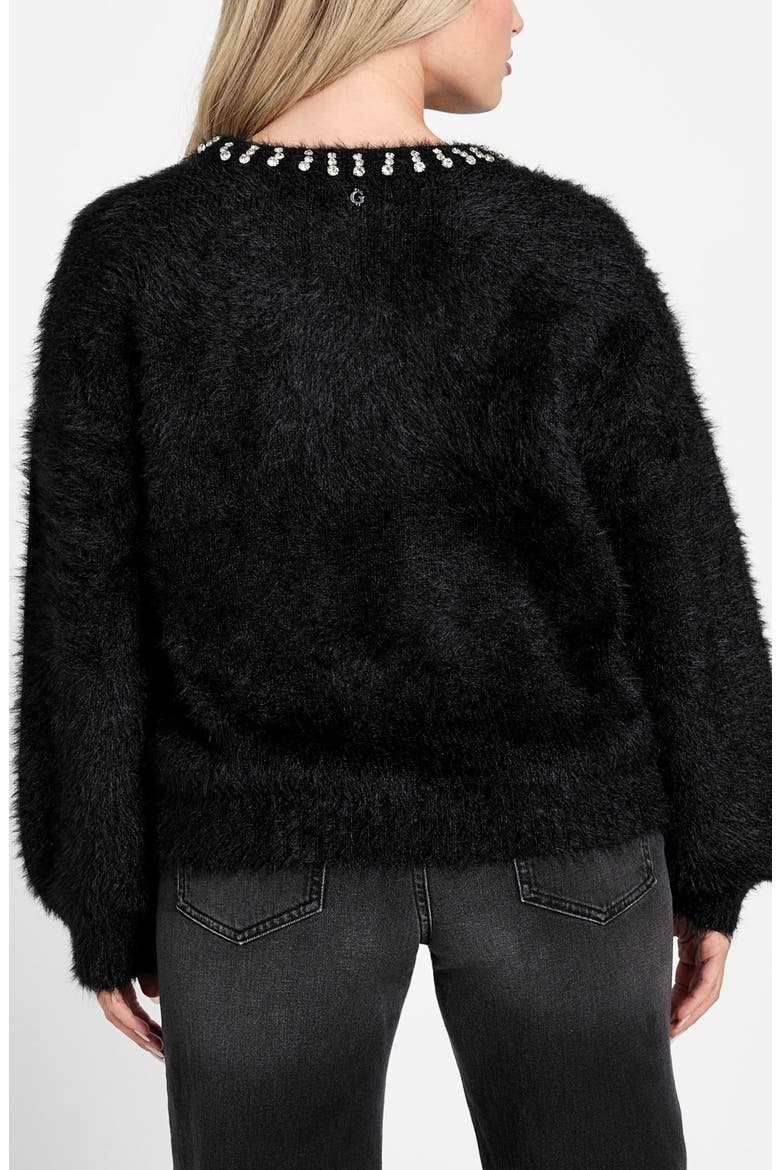 Arisa Rhinestone Accent Crewneck Sweater, Alternate, color, BLACK-BLACK