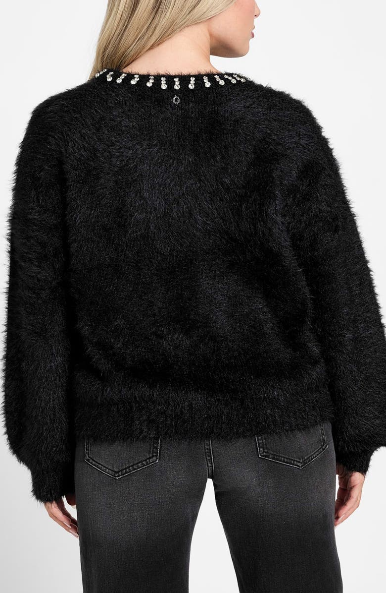 GUESS Arisa Rhinestone Accent Crewneck Sweater, Alternate, color, Black-Black