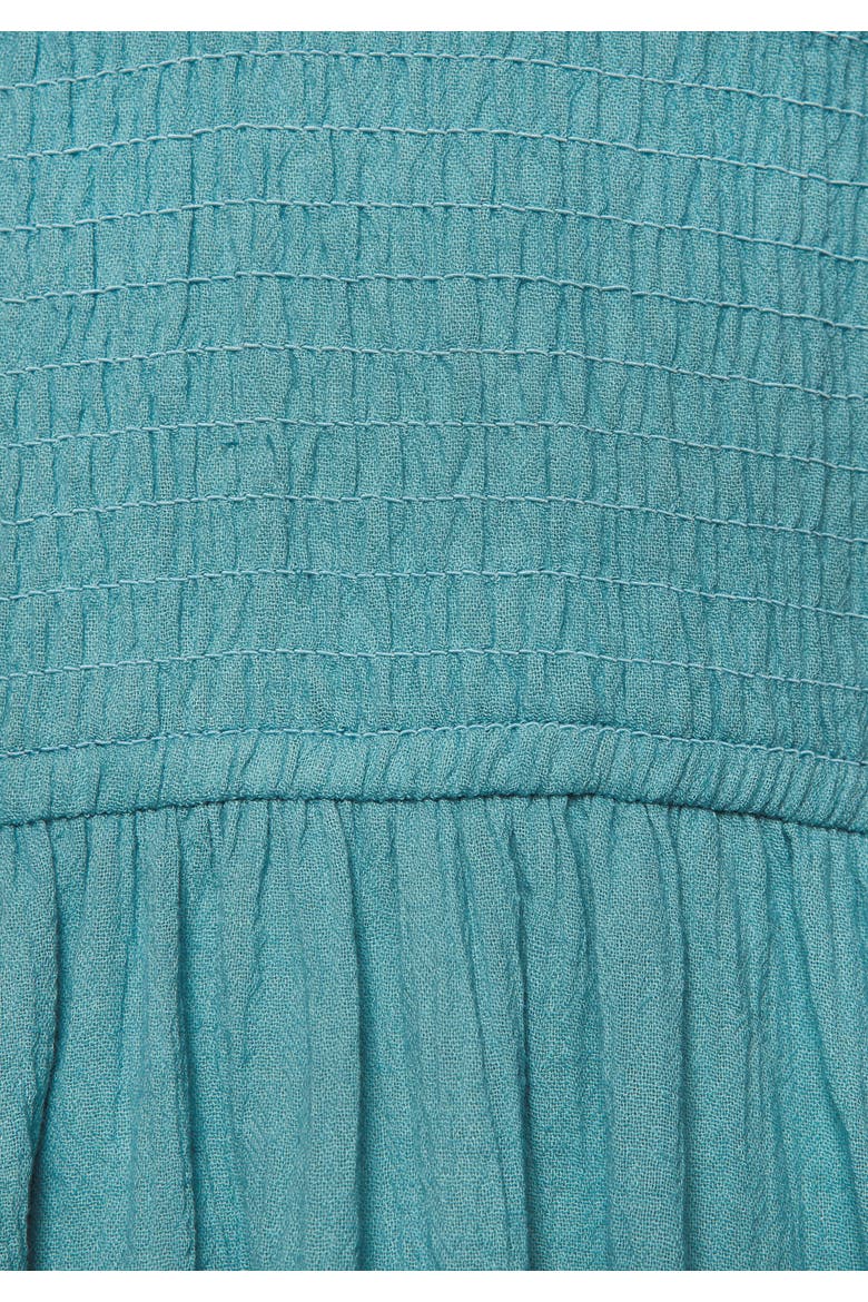 Smocked V-Neck Dress, Alternate, color, Teal