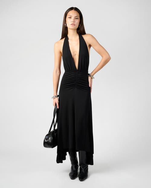 Weworewhat Draped Knit Halter Midi Dress In Black