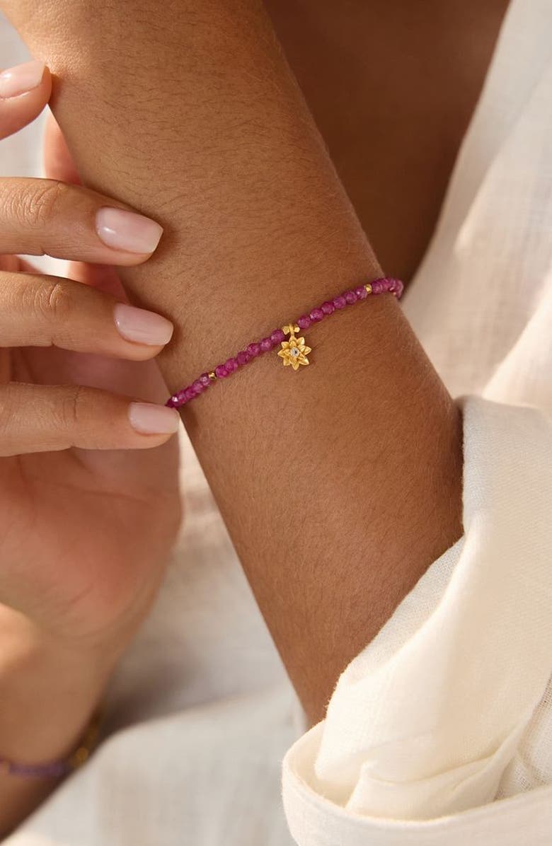 Satya Jewelry Ruby Lotus July Birthstone Bracelet, Alternate, color, Red