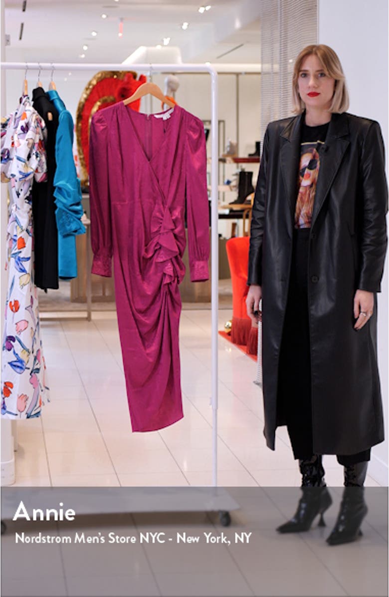 Weiss Side Ruffle Long Sleeve Silk Blend Maxi Dress, sales video thumbnail