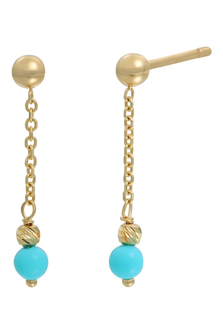 14K Gold & Turquoise Liner Drop Earrings (Nordstrom Exclusive), Main, color, 14K YELLOW GOLD
