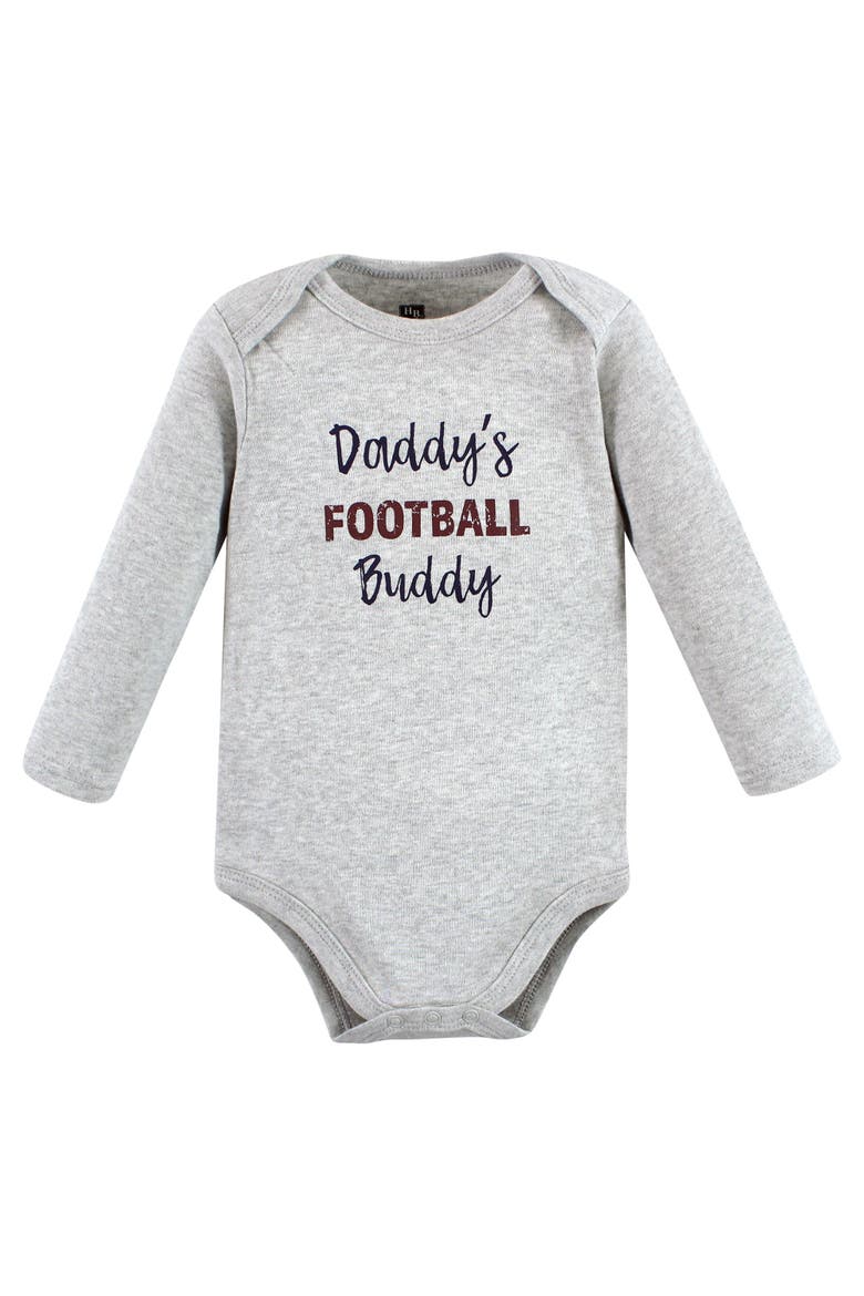 Five-Piece Collection of Long-Sleeve Cotton Bodysuits, Alternate, color, Football Buddy