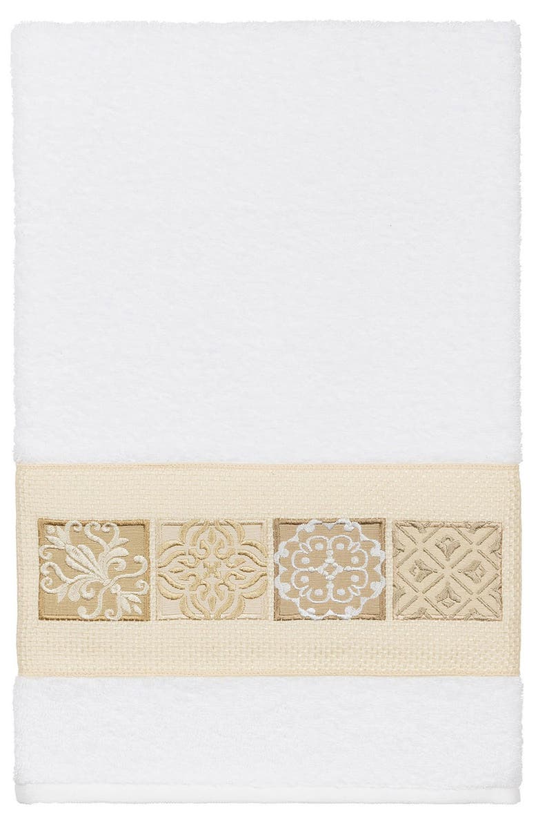 Linum Home Textiles Vivian 3-Piece Embellished Towel - White, Alternate, color, White