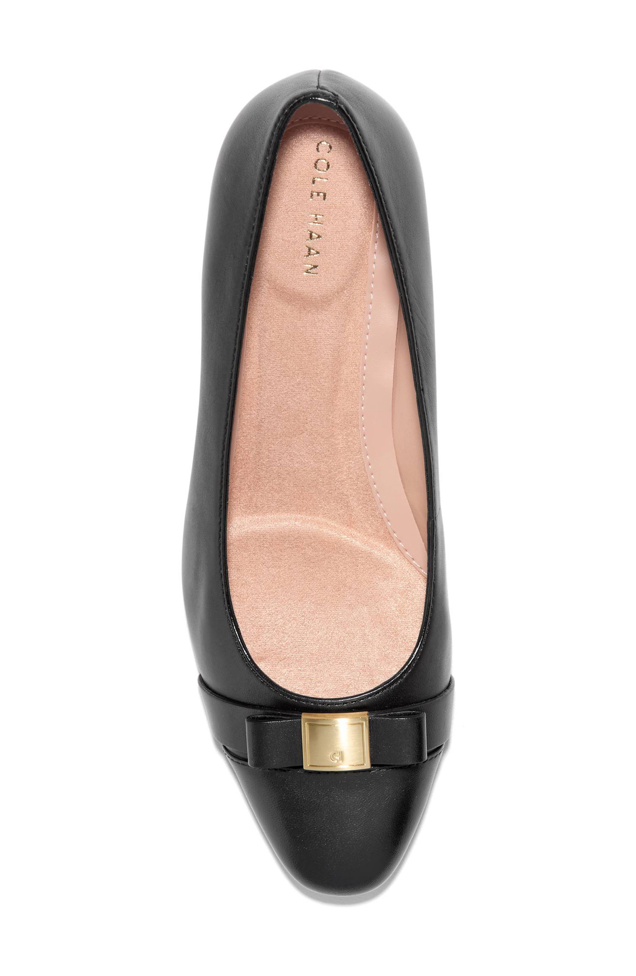 Cole Haan Malta Bow Wedge Pump, Alternate, color, Black Leather