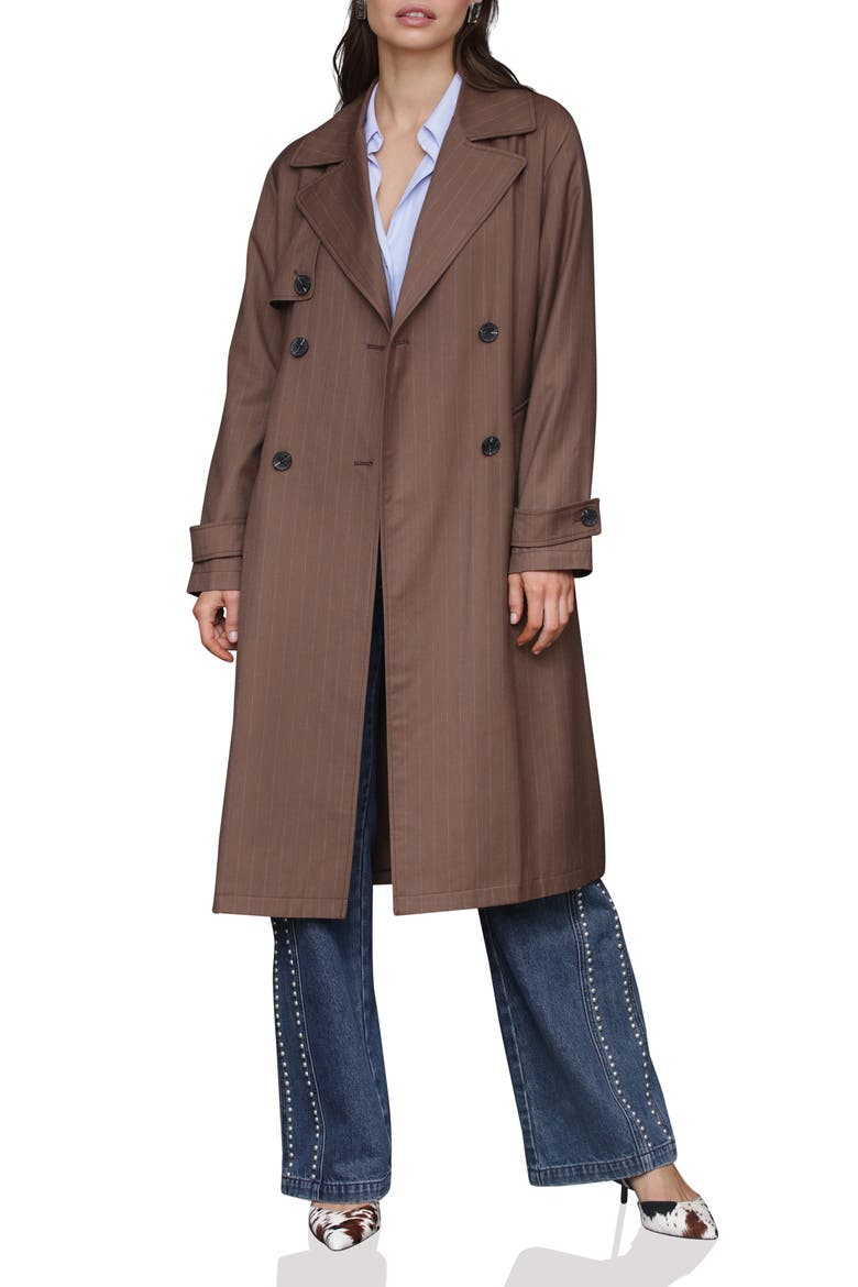 Relaxed Duster Trench Coat, Main, color, BROWN STRIPE