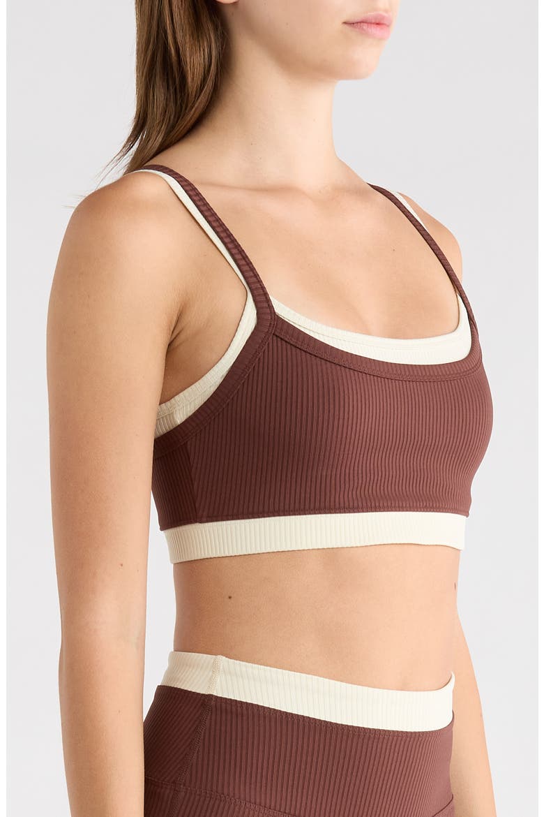 Layered Rib Sports Bra, Alternate, color, CHOCOLATE/ SHELL