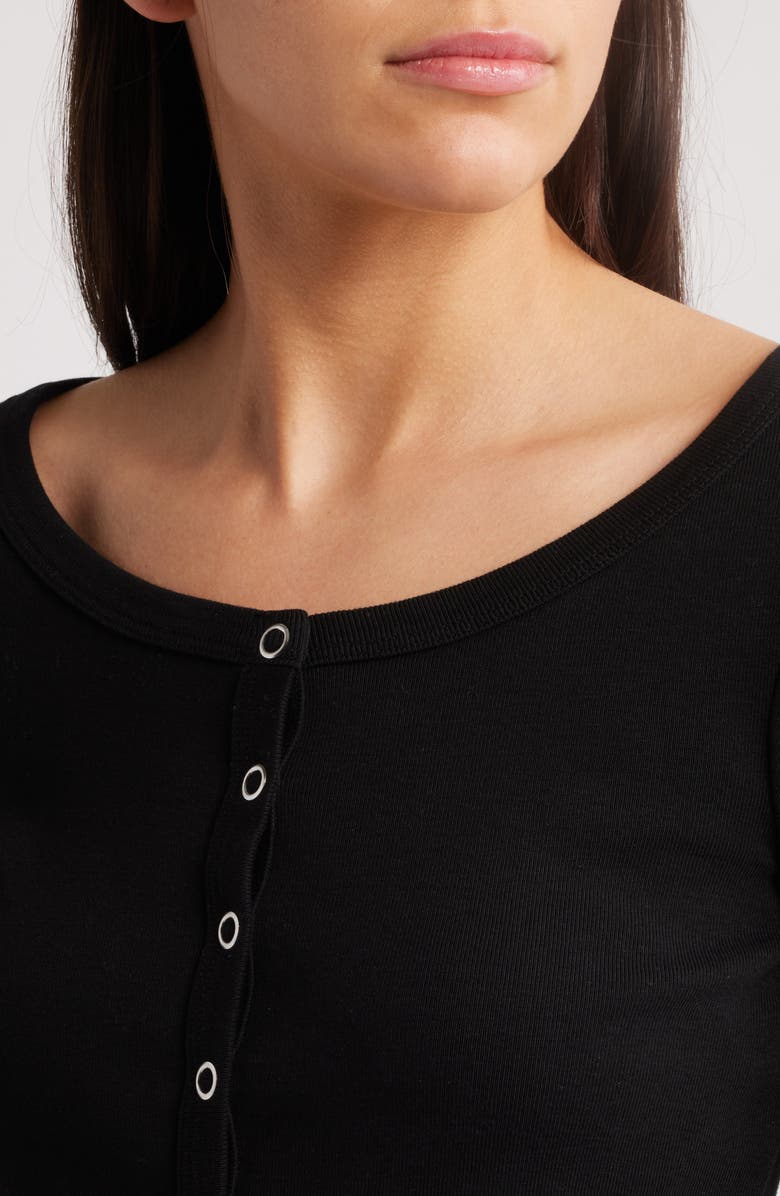 Re/Done Scoop Neck Cotton Cardigan, Alternate, color, Black