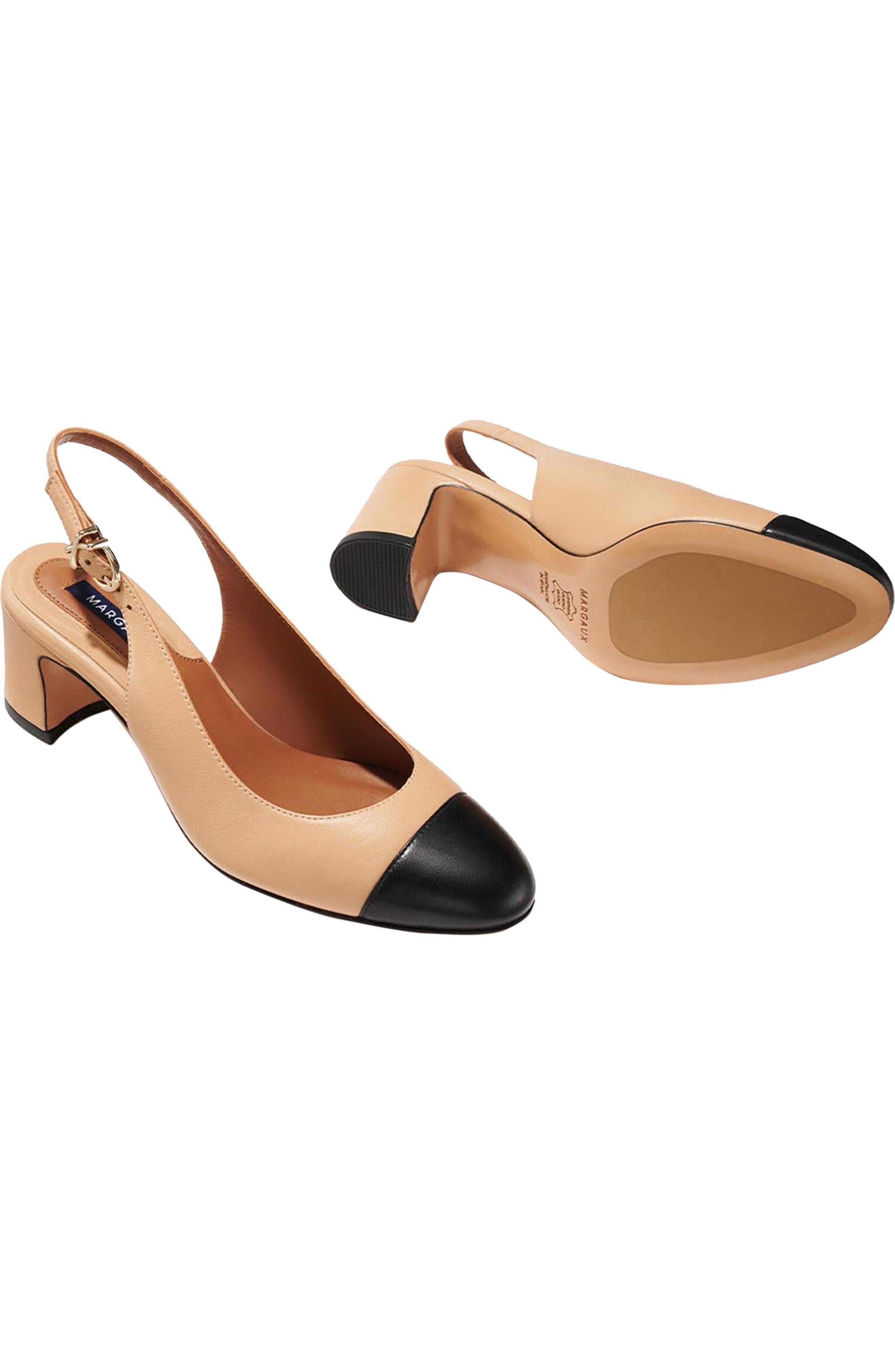 MARGAUX The Cap-Toe Cluny Slingback Pumps, Alternate, color, Dune And Black