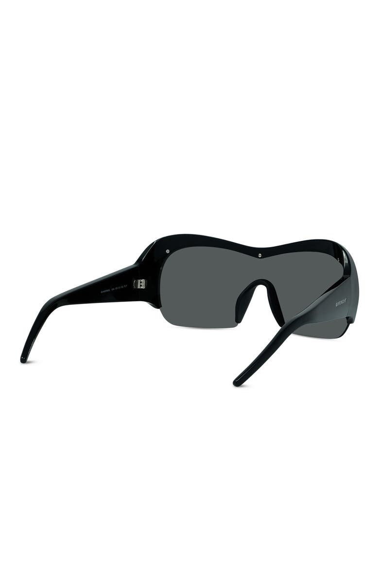 Night Bird Geometric 131mm Shield Sunglasses, Alternate, color, SHINY BLACK / SMOKE
